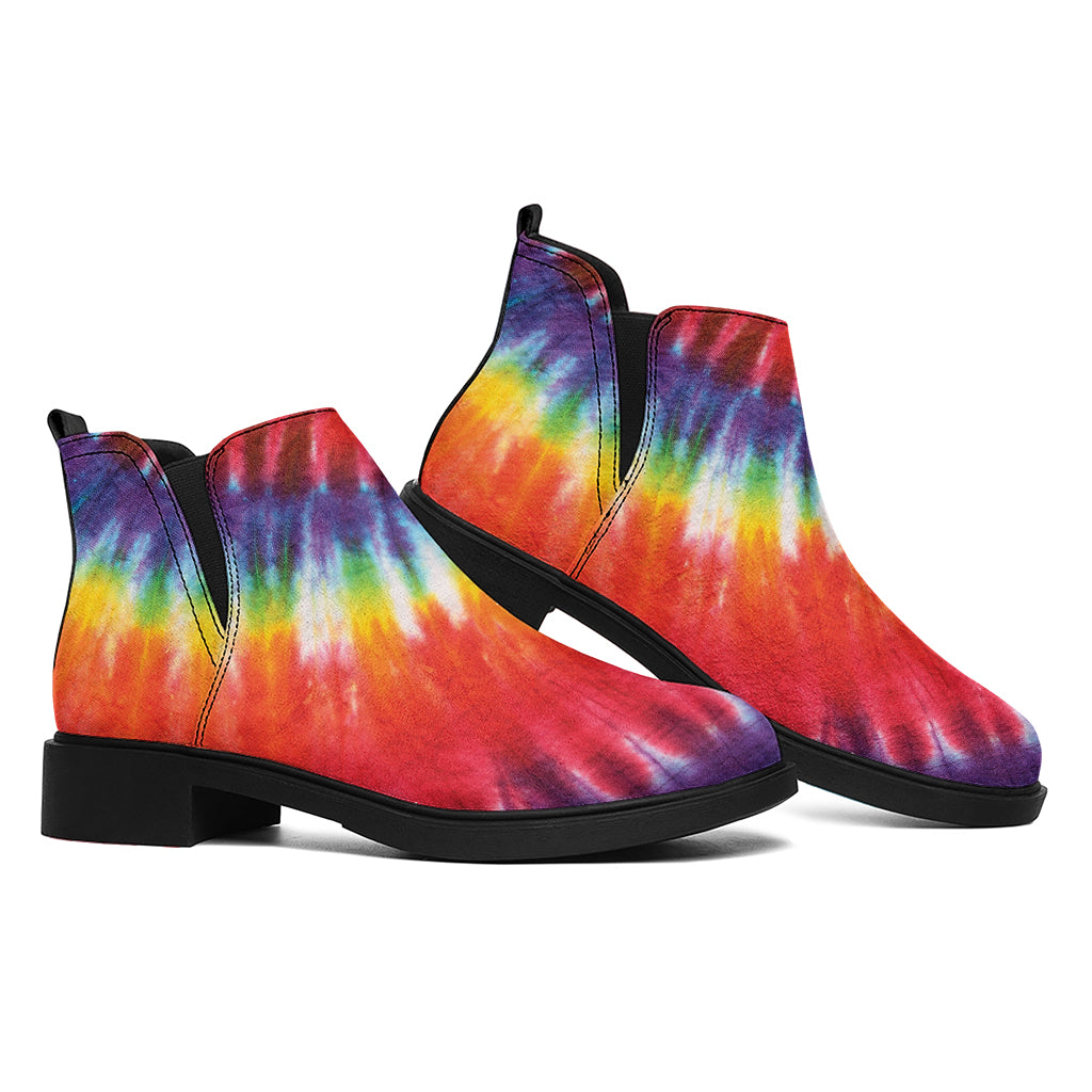 Colorful Hippie Tie Dye Print Flat Ankle Boots