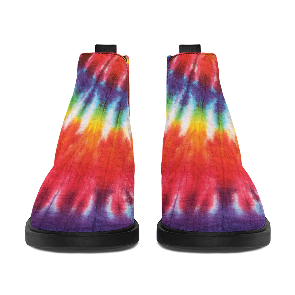 Colorful Hippie Tie Dye Print Flat Ankle Boots