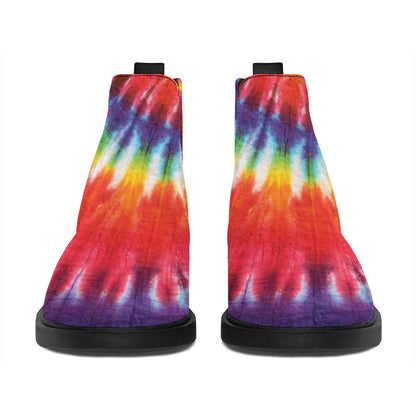 Colorful Hippie Tie Dye Print Flat Ankle Boots