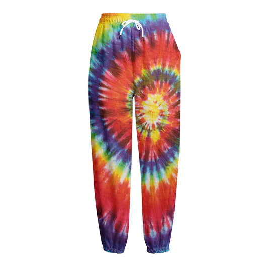 Colorful Hippie Tie Dye Print Fleece Lined Knit Pants