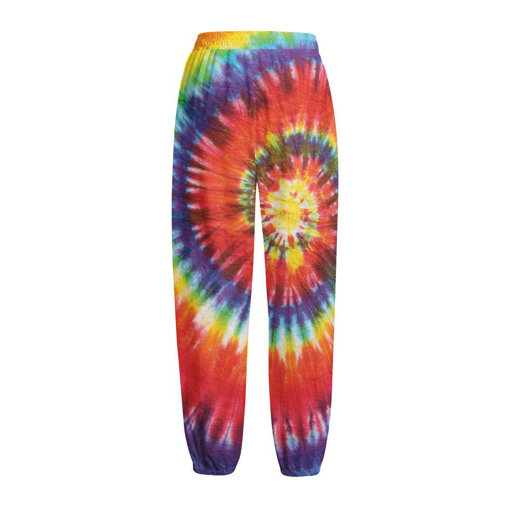 Colorful Hippie Tie Dye Print Fleece Lined Knit Pants