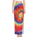 Colorful Hippie Tie Dye Print High Slit Maxi Skirt