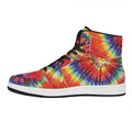 Colorful Hippie Tie Dye Print High Top Leather Sneakers