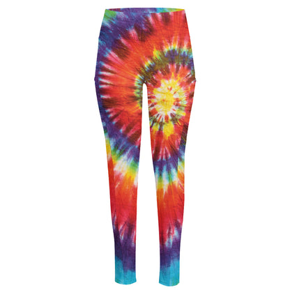 Colorful Hippie Tie Dye Print High-Waisted Pocket Leggings
