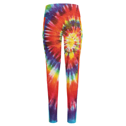 Colorful Hippie Tie Dye Print High-Waisted Pocket Leggings