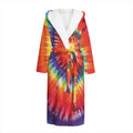 Colorful Hippie Tie Dye Print Hooded Bathrobe