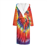 Colorful Hippie Tie Dye Print Hooded Bathrobe