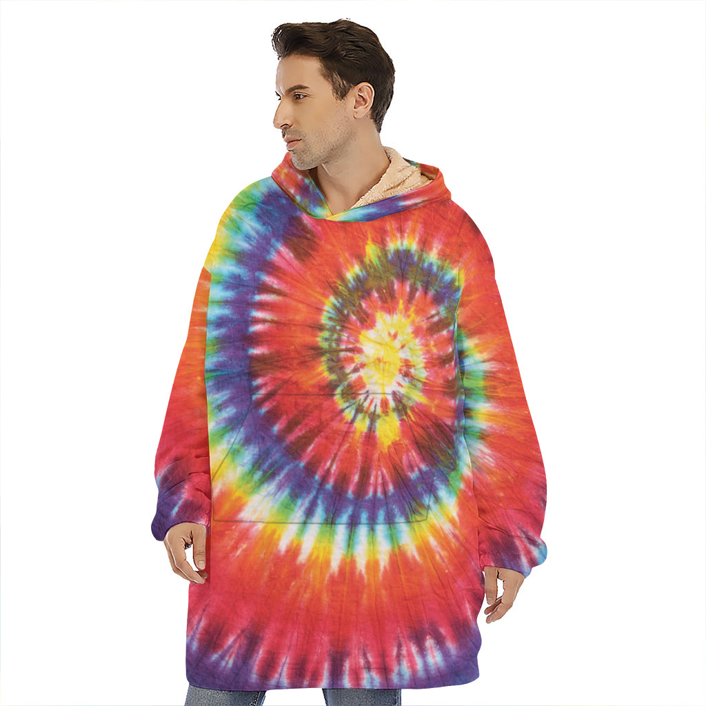 Colorful Hippie Tie Dye Print Hoodie Blanket