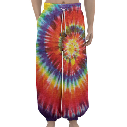 Colorful Hippie Tie Dye Print Lantern Pants