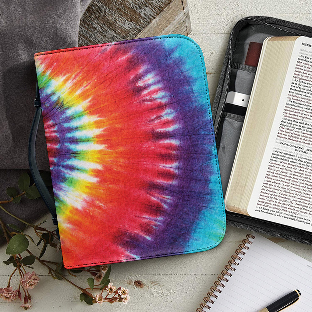 Colorful Hippie Tie Dye Print Leather Bible Cover