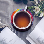 Colorful Hippie Tie Dye Print Leather Coaster Set