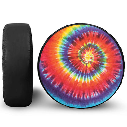 Colorful Hippie Tie Dye Print Leather Spare Tire Cover