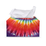 Colorful Hippie Tie Dye Print Leather Tissue Box Cover