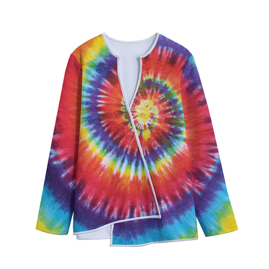 Colorful Hippie Tie Dye Print Long Sleeve Short Coat