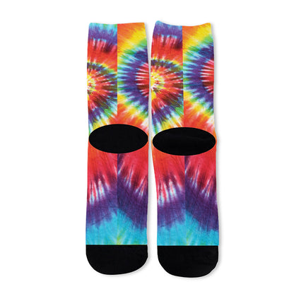 Colorful Hippie Tie Dye Print Long Socks