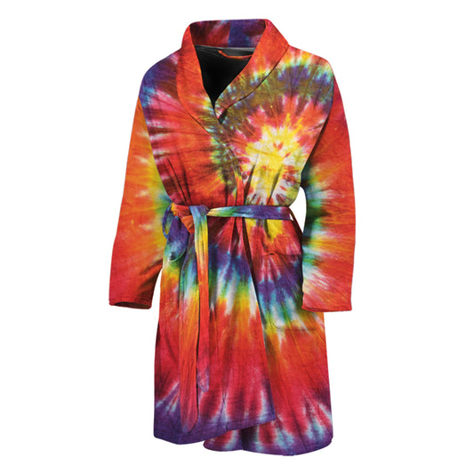 Colorful Hippie Tie Dye Print Men's Bathrobe