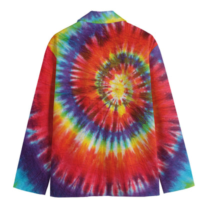 Colorful Hippie Tie Dye Print Men's Cotton Blazer