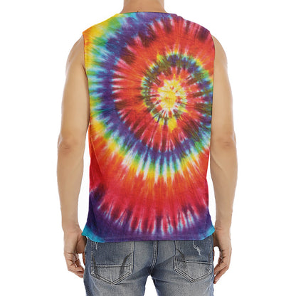 Colorful Hippie Tie Dye Print Men's Fitness Tank Top