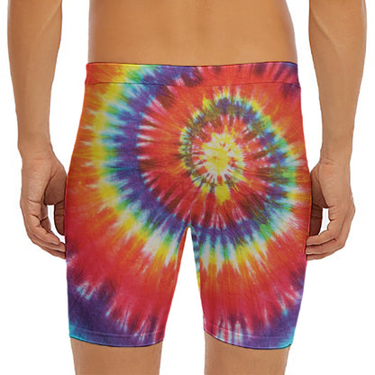 Colorful Hippie Tie Dye Print Men's Long Boxer Briefs