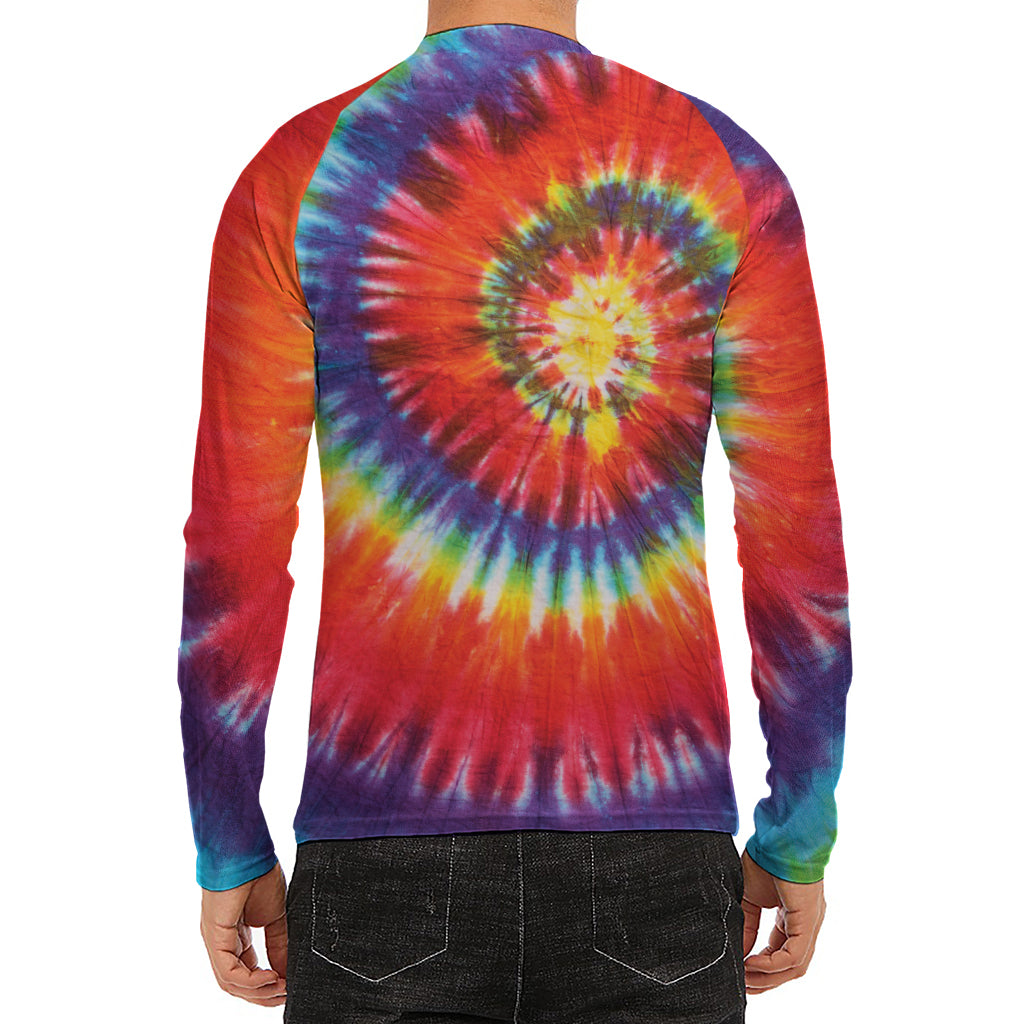 Colorful Hippie Tie Dye Print Men's Long Sleeve Rash Guard