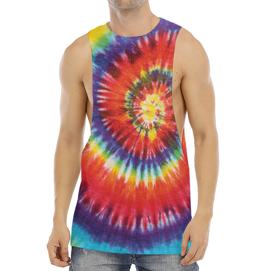 Colorful Hippie Tie Dye Print Men's Muscle Tank Top