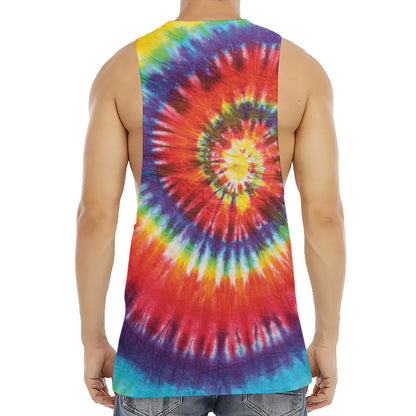 Colorful Hippie Tie Dye Print Men's Muscle Tank Top