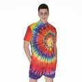 Colorful Hippie Tie Dye Print Men's Romper