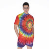 Colorful Hippie Tie Dye Print Men's Rompers