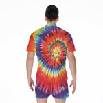 Colorful Hippie Tie Dye Print Men's Rompers