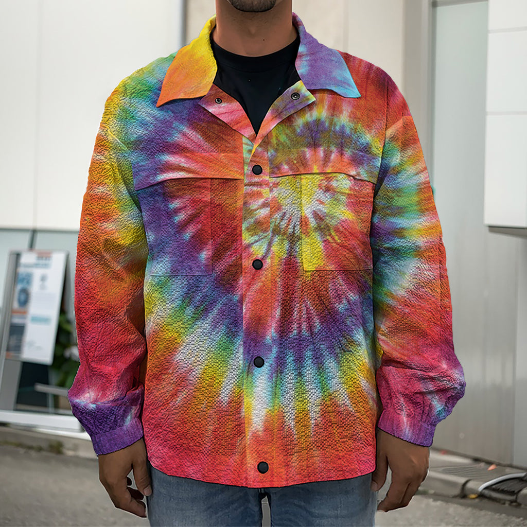 Colorful Hippie Tie Dye Print Men's Shirt Jacket
