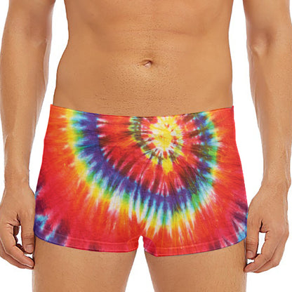 Colorful Hippie Tie Dye Print Men's Short Boxer Briefs