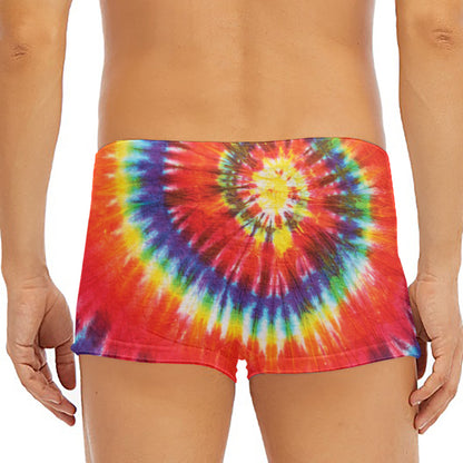 Colorful Hippie Tie Dye Print Men's Short Boxer Briefs