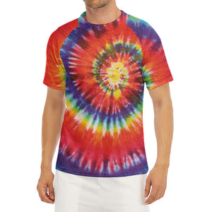 Colorful Hippie Tie Dye Print Men's Short Sleeve Rash Guard