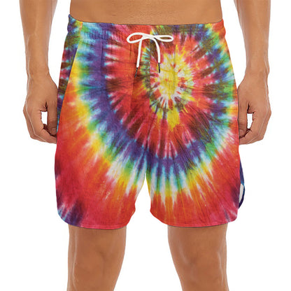 Colorful Hippie Tie Dye Print Men's Split Running Shorts