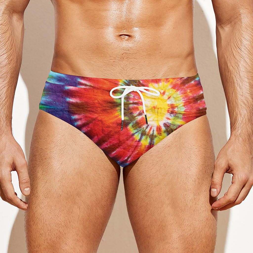 Colorful Hippie Tie Dye Print Men's Swim Briefs