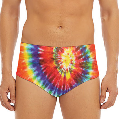 Colorful Hippie Tie Dye Print Men's Triangle Swim Briefs