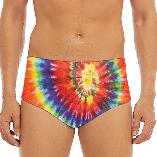 Colorful Hippie Tie Dye Print Men's Triangle Swim Briefs