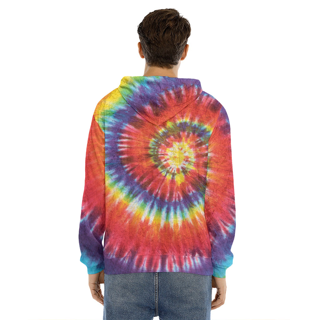 Colorful Hippie Tie Dye Print Men's Velvet Pullover Hoodie