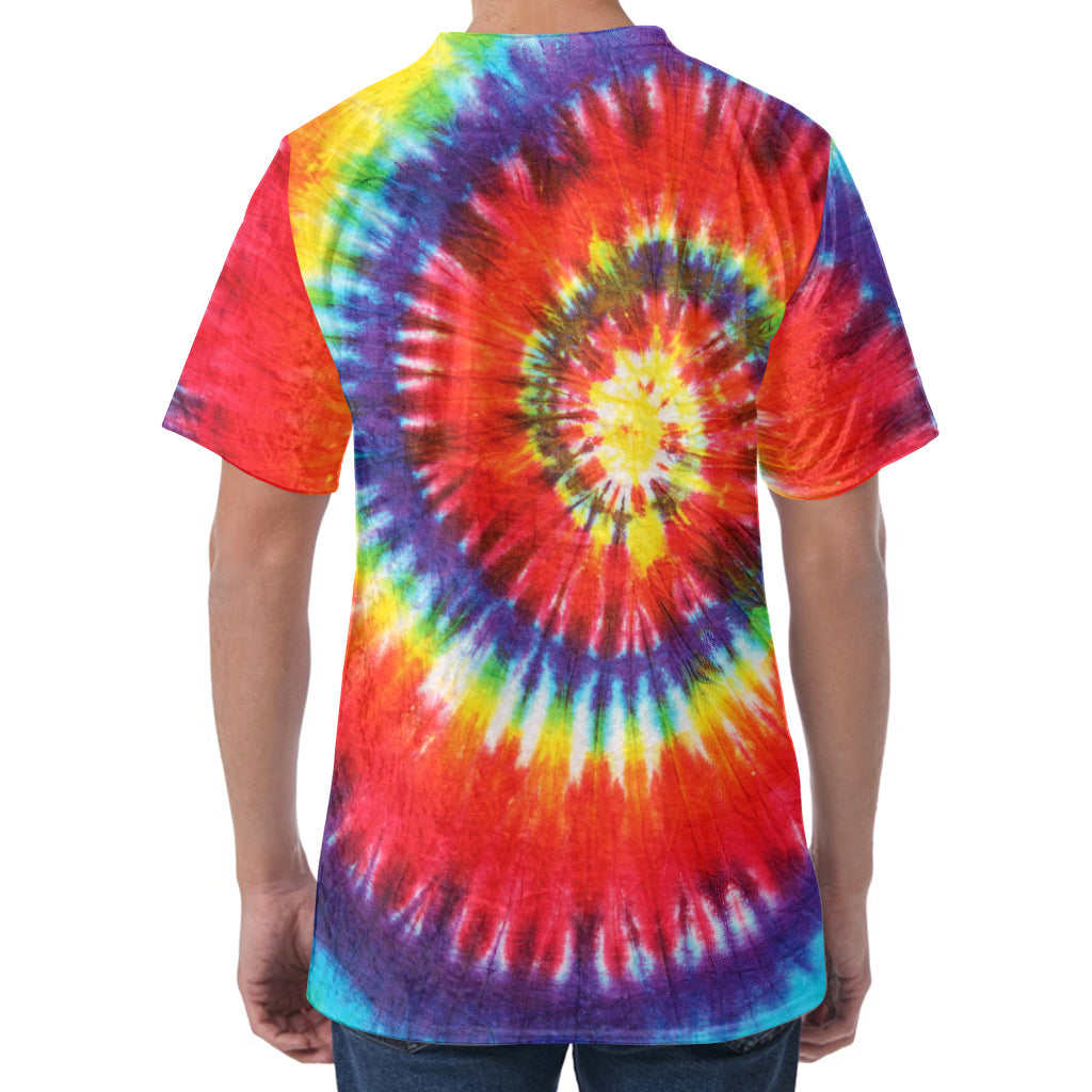 Colorful Hippie Tie Dye Print Men's Velvet T-Shirt