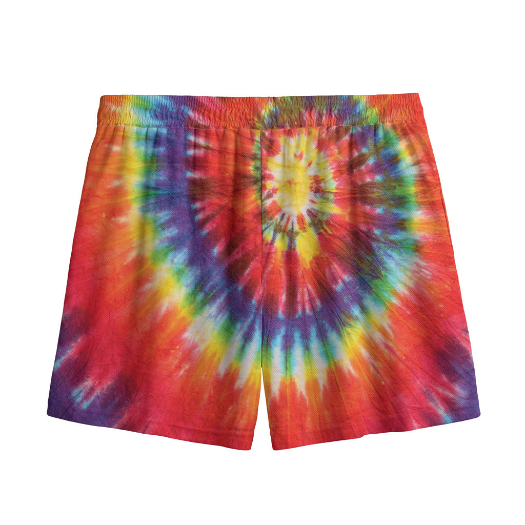 Colorful Hippie Tie Dye Print Mesh Shorts