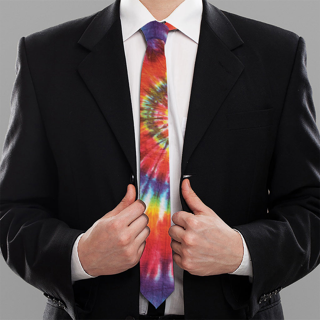 Colorful Hippie Tie Dye Print Necktie