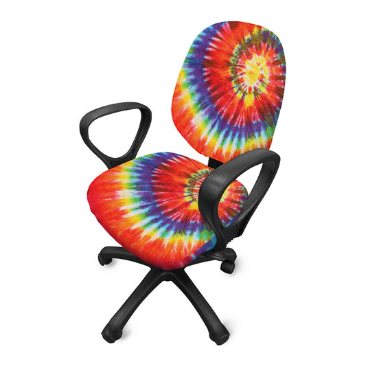 Colorful Hippie Tie Dye Print Office Chair Cover