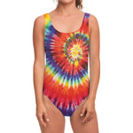 Colorful Hippie Tie Dye Print One Piece Swimsuit