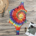 Colorful Hippie Tie Dye Print One Shoulder Bodysuit