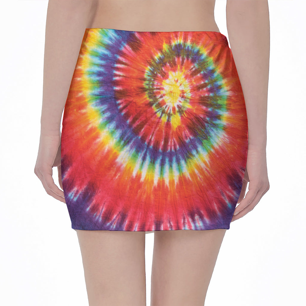 Colorful Hippie Tie Dye Print Pencil Mini Skirt