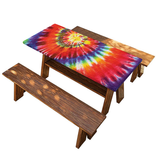 Colorful Hippie Tie Dye Print Picnic Table Cover
