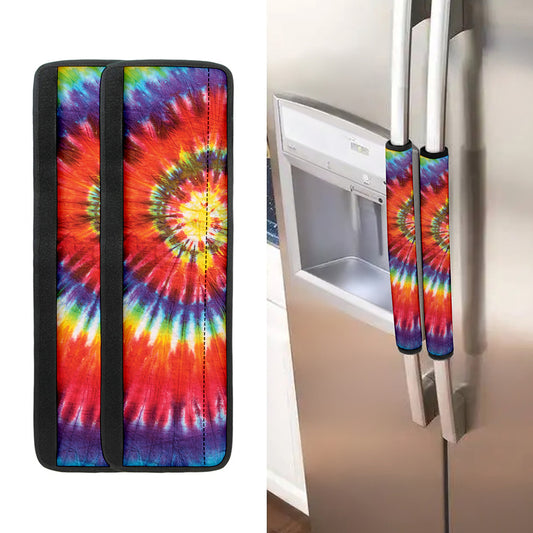 Colorful Hippie Tie Dye Print Refrigerator Handle Covers