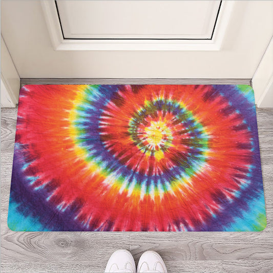 Colorful Hippie Tie Dye Print Rubber Doormat