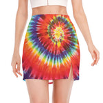 Colorful Hippie Tie Dye Print Side Slit Mini Skirt