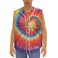 Colorful Hippie Tie Dye Print Sleeveless Baseball Jersey